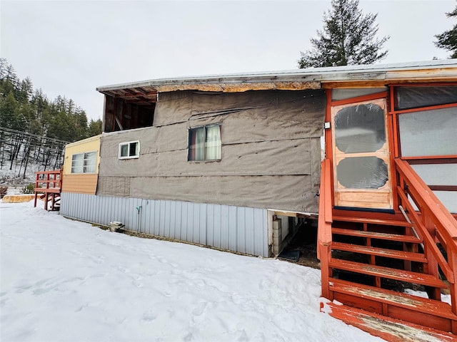 view of snowy exterior