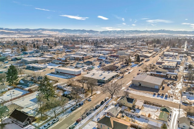 drone / aerial view with a mountain view