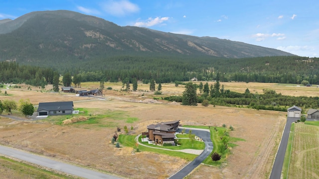 aerial view with a rural view and a mountain view