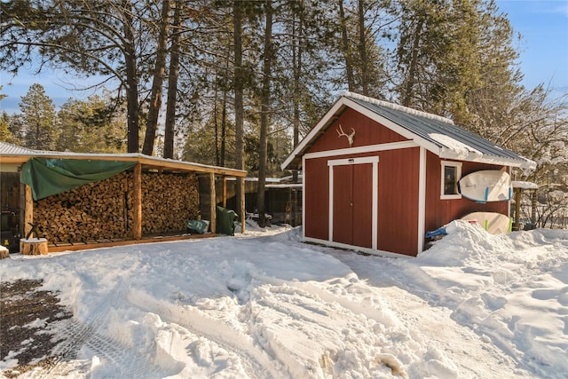 view of snow covered structure