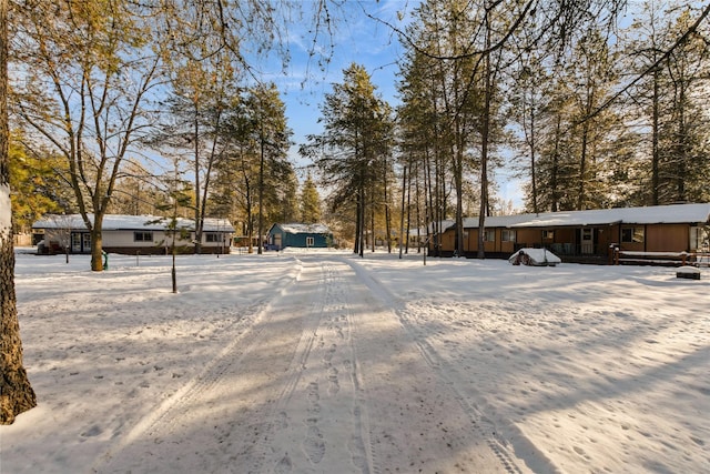 view of yard covered in snow