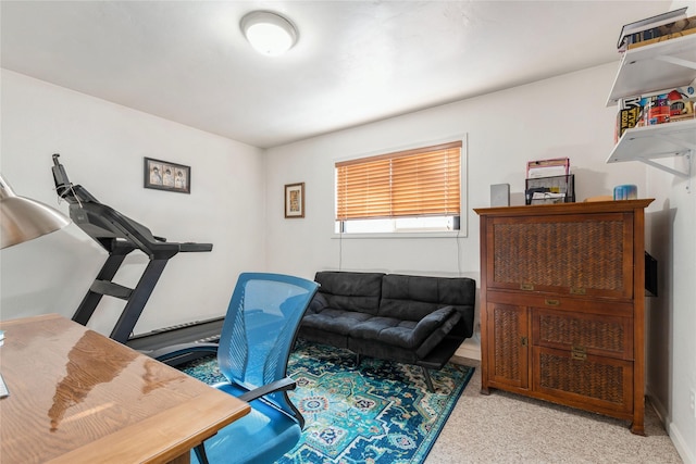 view of carpeted home office