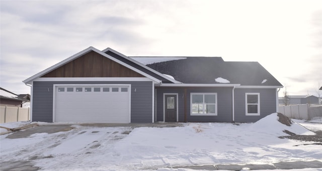 view of front of home with a garage