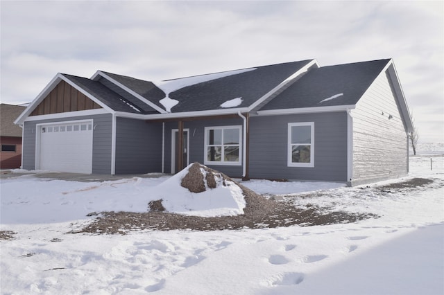 single story home with a garage