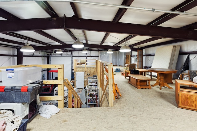 interior space featuring a workshop area