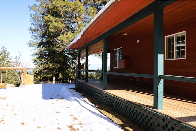 view of snow covered exterior