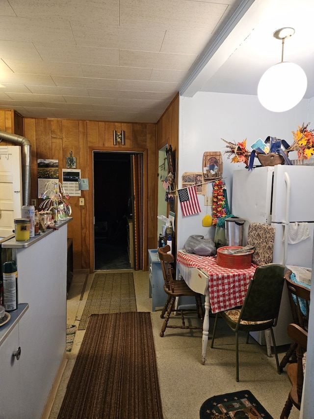 kitchen with wooden walls