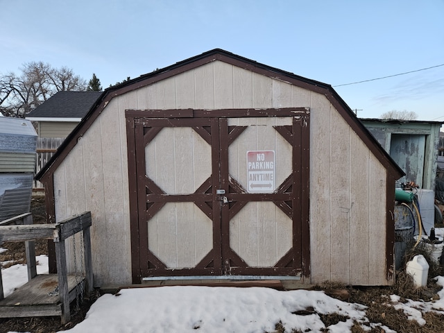 view of snow covered structure