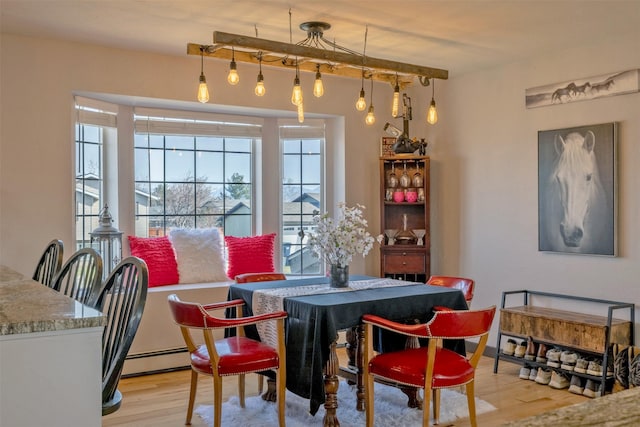 3761 Aster St, East Helena, MT 59635 - dining space with a baseboard heating unit and light wood-type flooring
