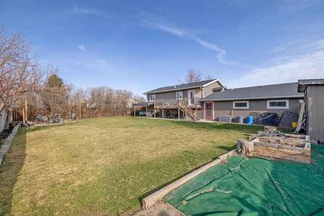3761 Aster St, East Helena, MT 59635 - view of yard with stairway, a deck, and central AC unit