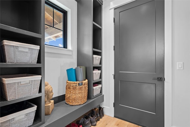 mudroom featuring hardwood / wood-style floors