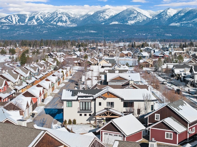 aerial view with a mountain view