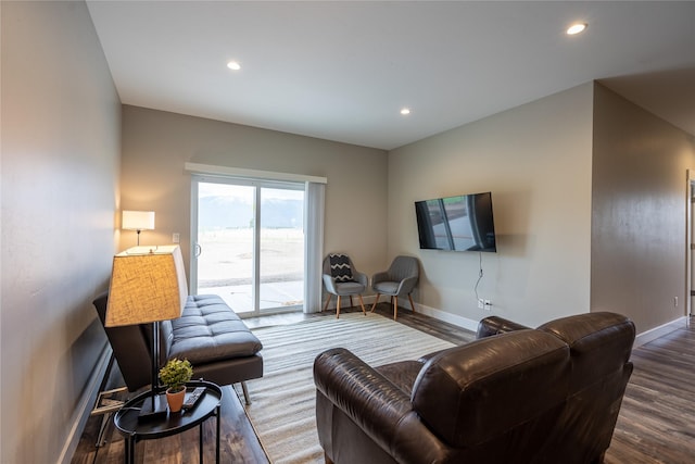 living room with hardwood / wood-style floors