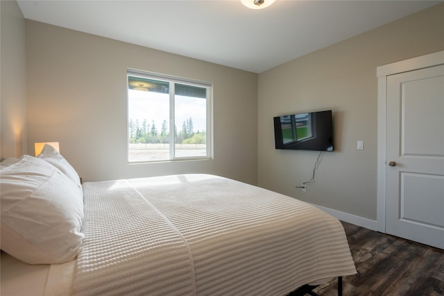 bedroom featuring dark wood-type flooring