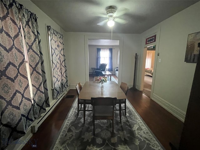 303 W Park St, Butte, MT 59701 - dining area featuring ceiling fan and dark wood-type flooring