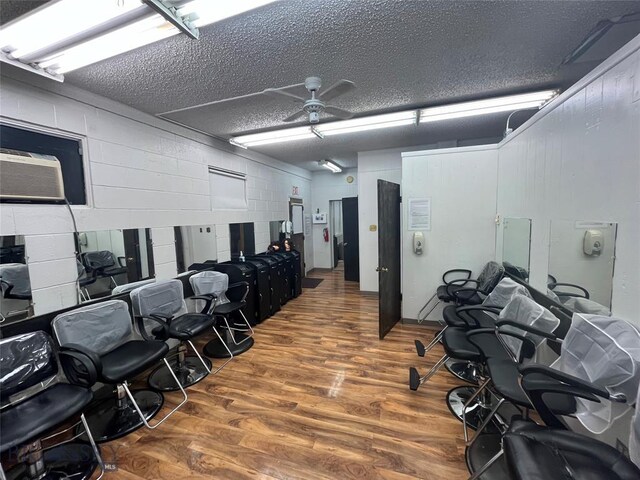303 W Park St, Butte, MT 59701 - office featuring ceiling fan, dark wood-type flooring, and a textured ceiling