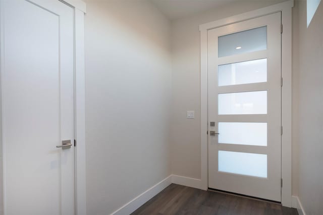 doorway featuring dark hardwood / wood-style flooring