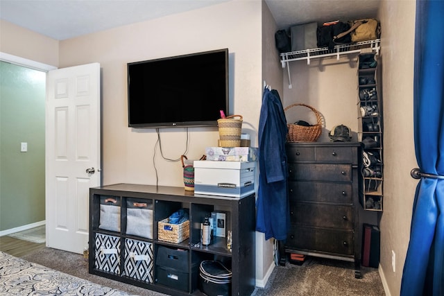 carpeted bedroom featuring a closet