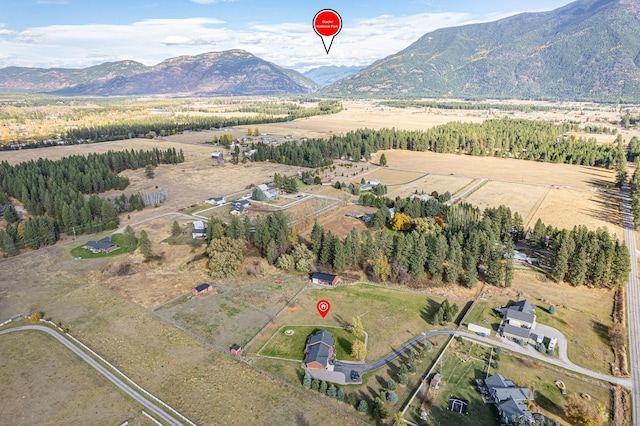 bird's eye view with a mountain view