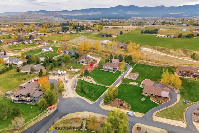 bird's eye view with a mountain view