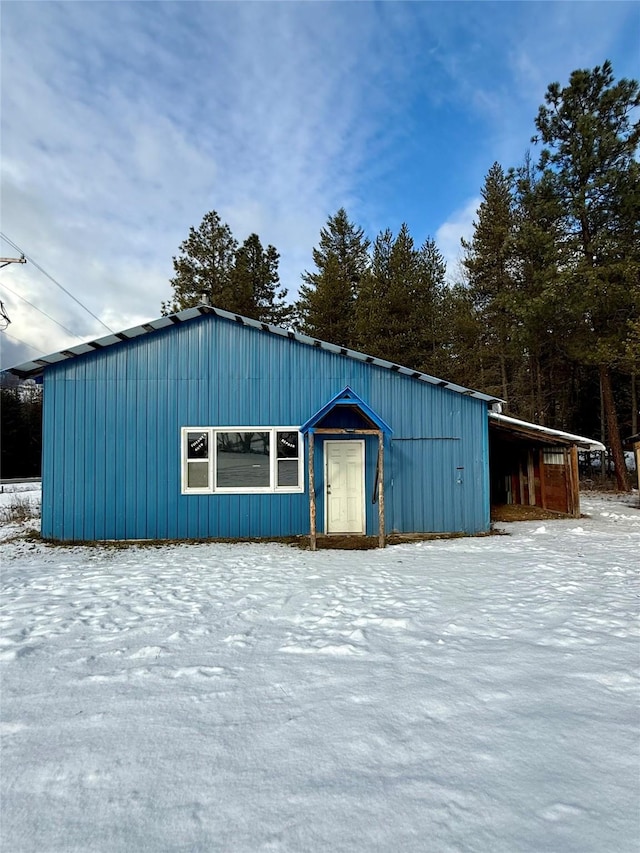 view of snow covered structure