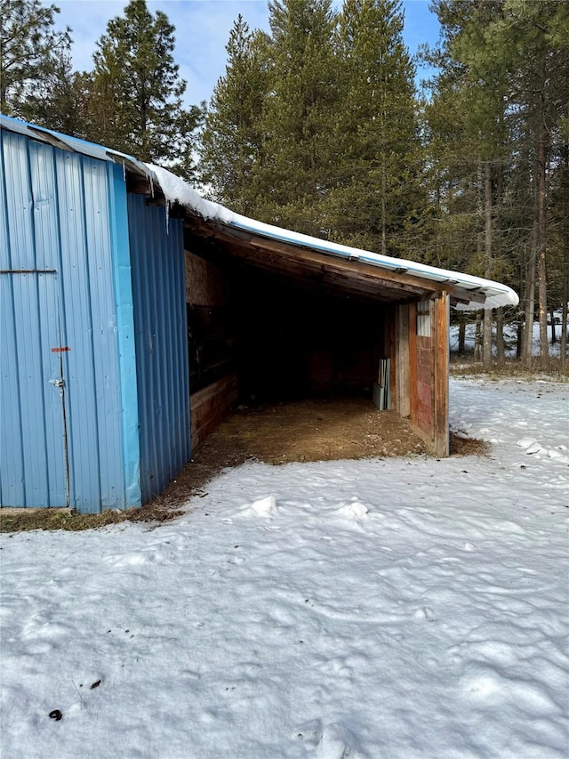 view of snow covered structure