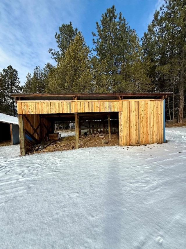 view of snow covered structure