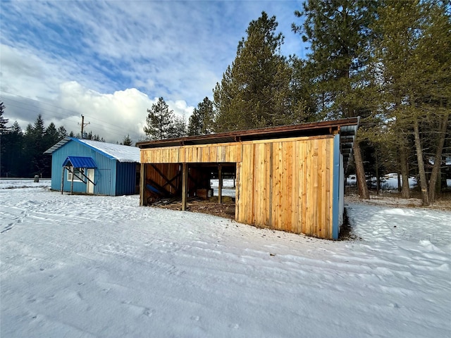 view of snow covered structure