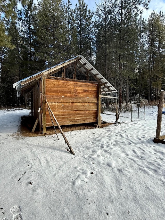 view of snow covered structure