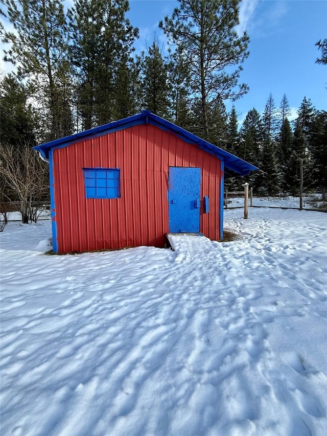 view of snow covered structure