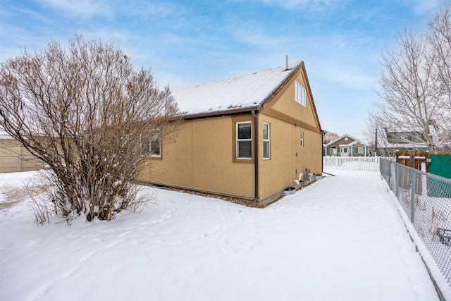 view of snow covered exterior