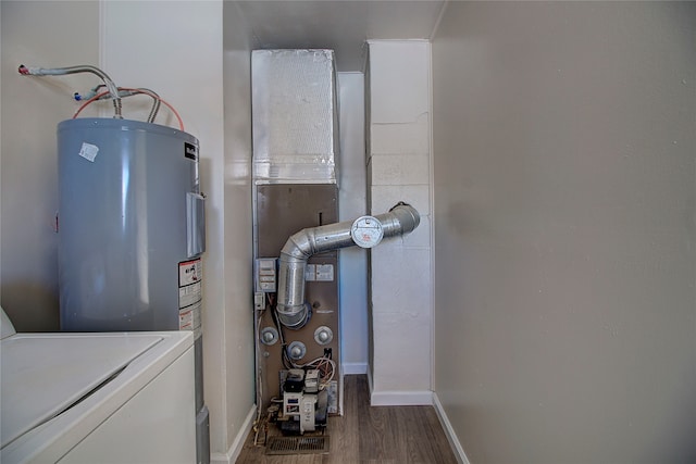 utility room with water heater and washer / clothes dryer