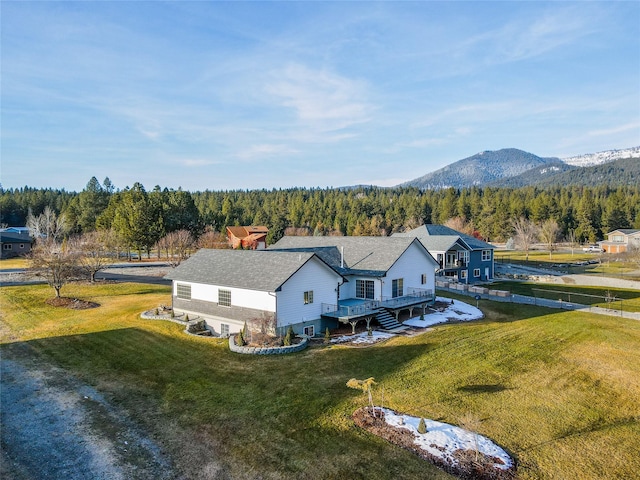 bird's eye view featuring a mountain view