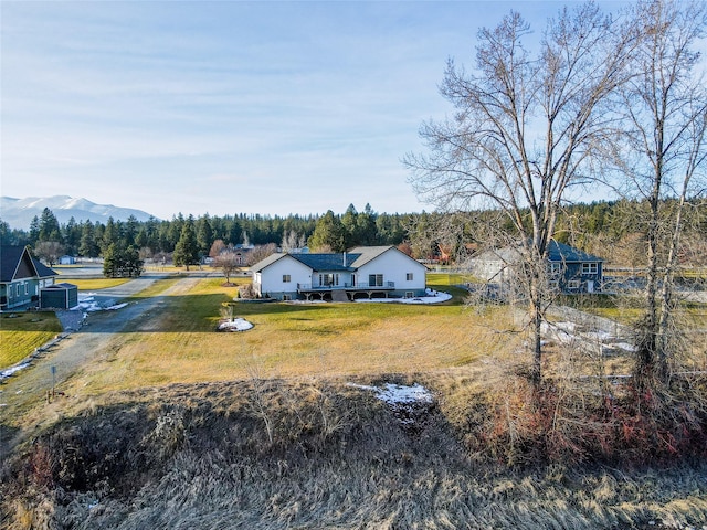 drone / aerial view with a mountain view