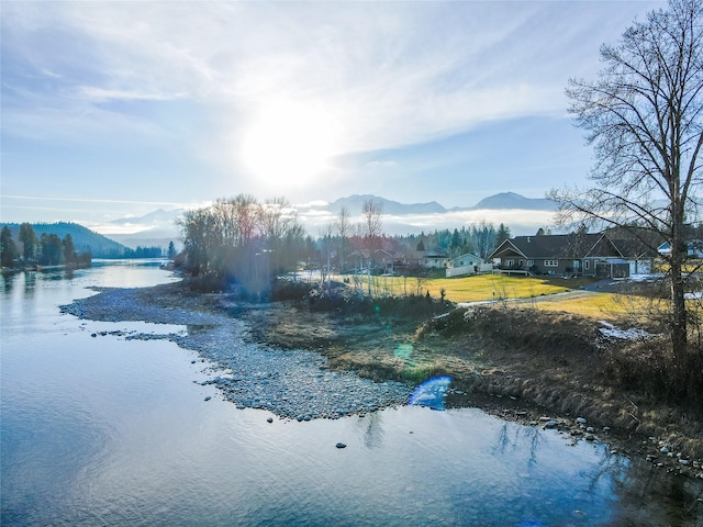 view of water feature with a mountain view