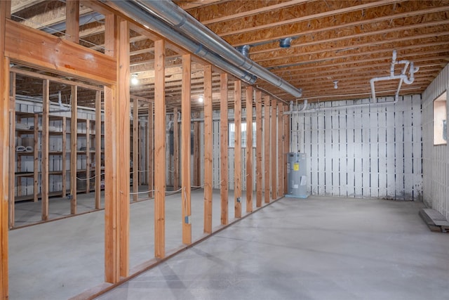 basement featuring water heater