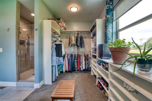 spacious closet with carpet flooring