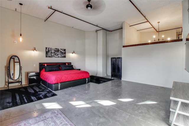 bedroom with concrete flooring