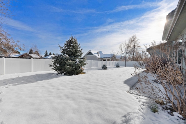 view of yard covered in snow