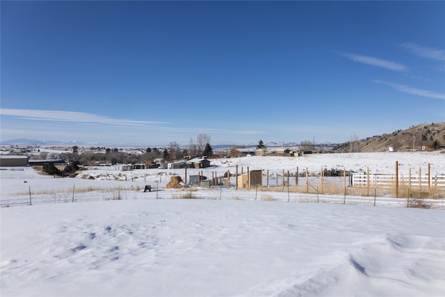 view of yard covered in snow