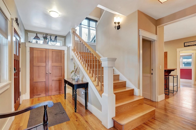 foyer with light hardwood / wood-style flooring