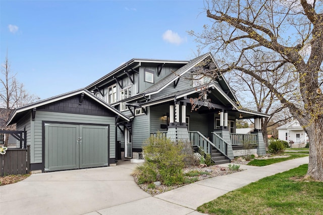 craftsman-style home with covered porch