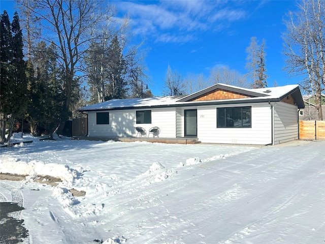 view of single story home