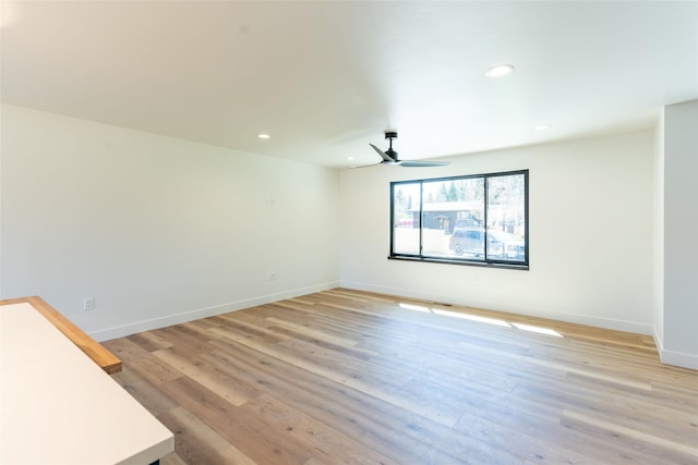 230 Fox Farm Dr, Whitefish, MT 59937 - spare room featuring ceiling fan, light wood finished floors, and recessed lighting