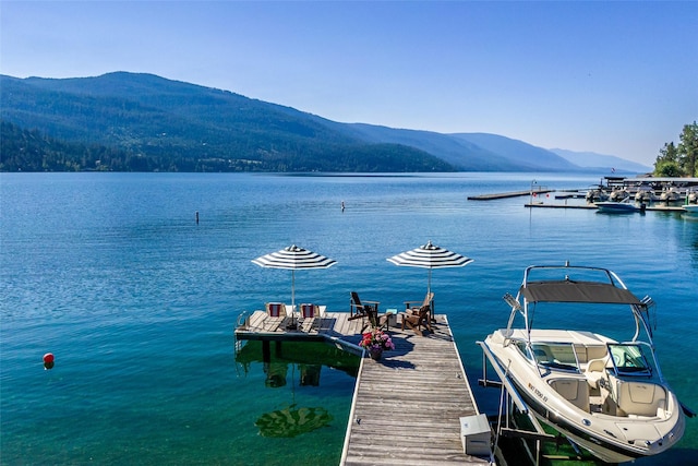 33191 Lakeshore Dr, Bigfork, MT 59911 - dock featuring a water and mountain view