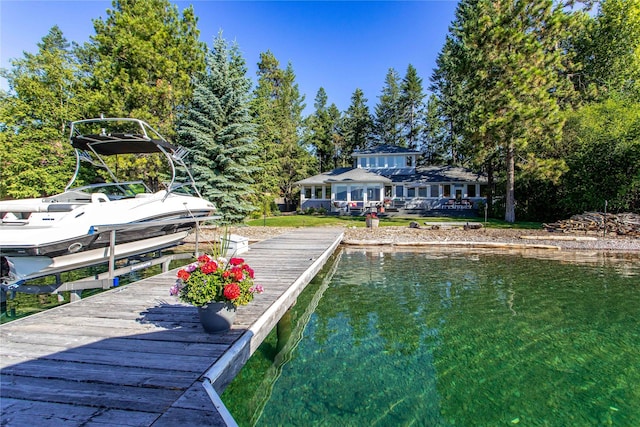 dock area featuring a water view