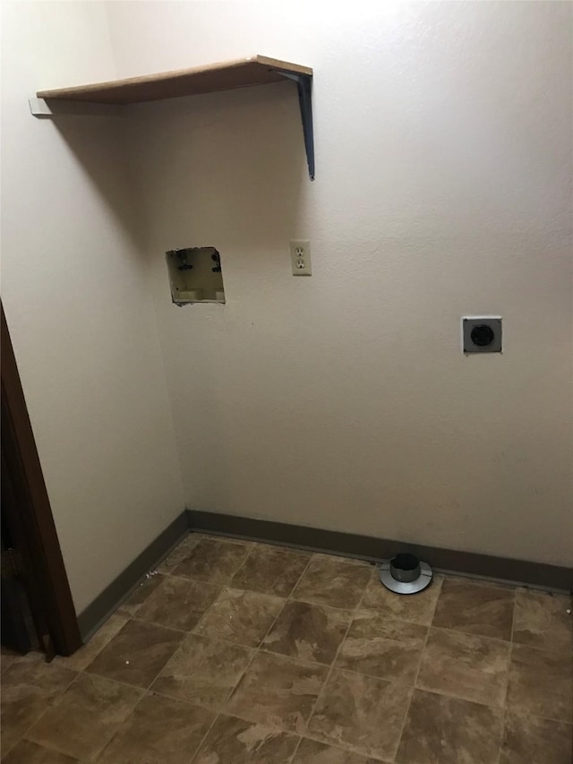 washroom with hookup for a washing machine and hookup for an electric dryer