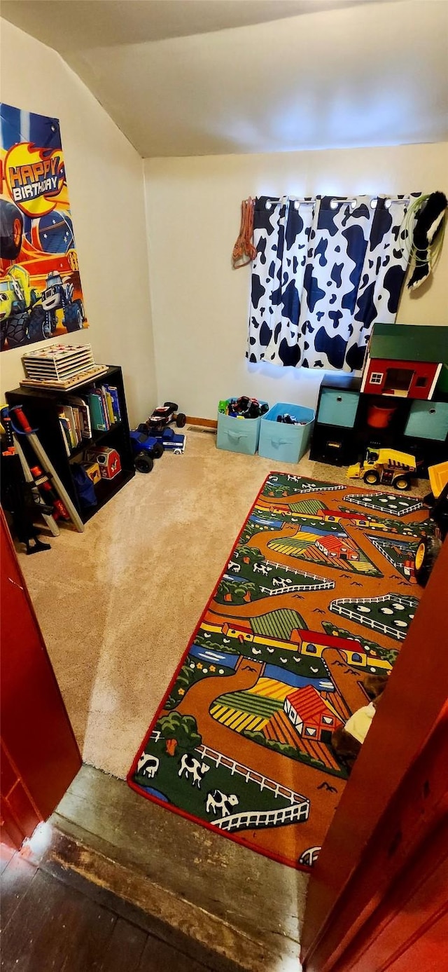 game room with carpet flooring