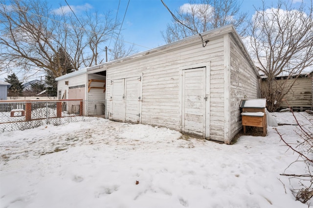 view of snow covered structure