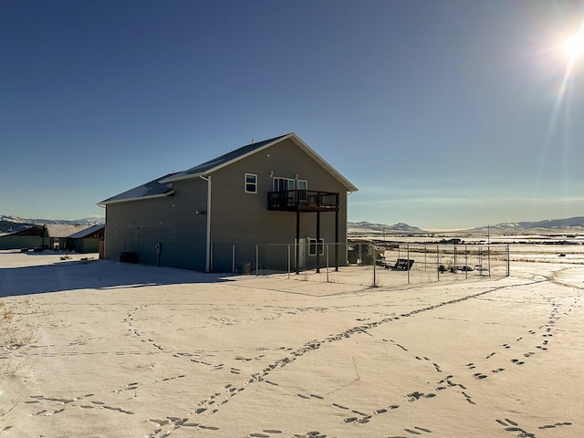 view of outdoor structure featuring a mountain view